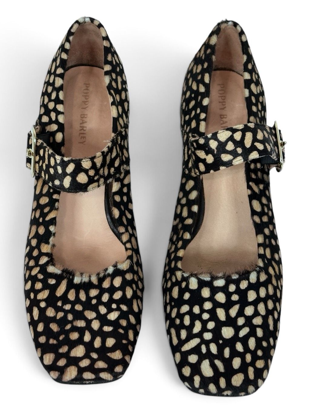 Poppy Barley Calf Hair Mary Jane Block Heel Pumps Spotted Leather 9.5 — image 3 of 8